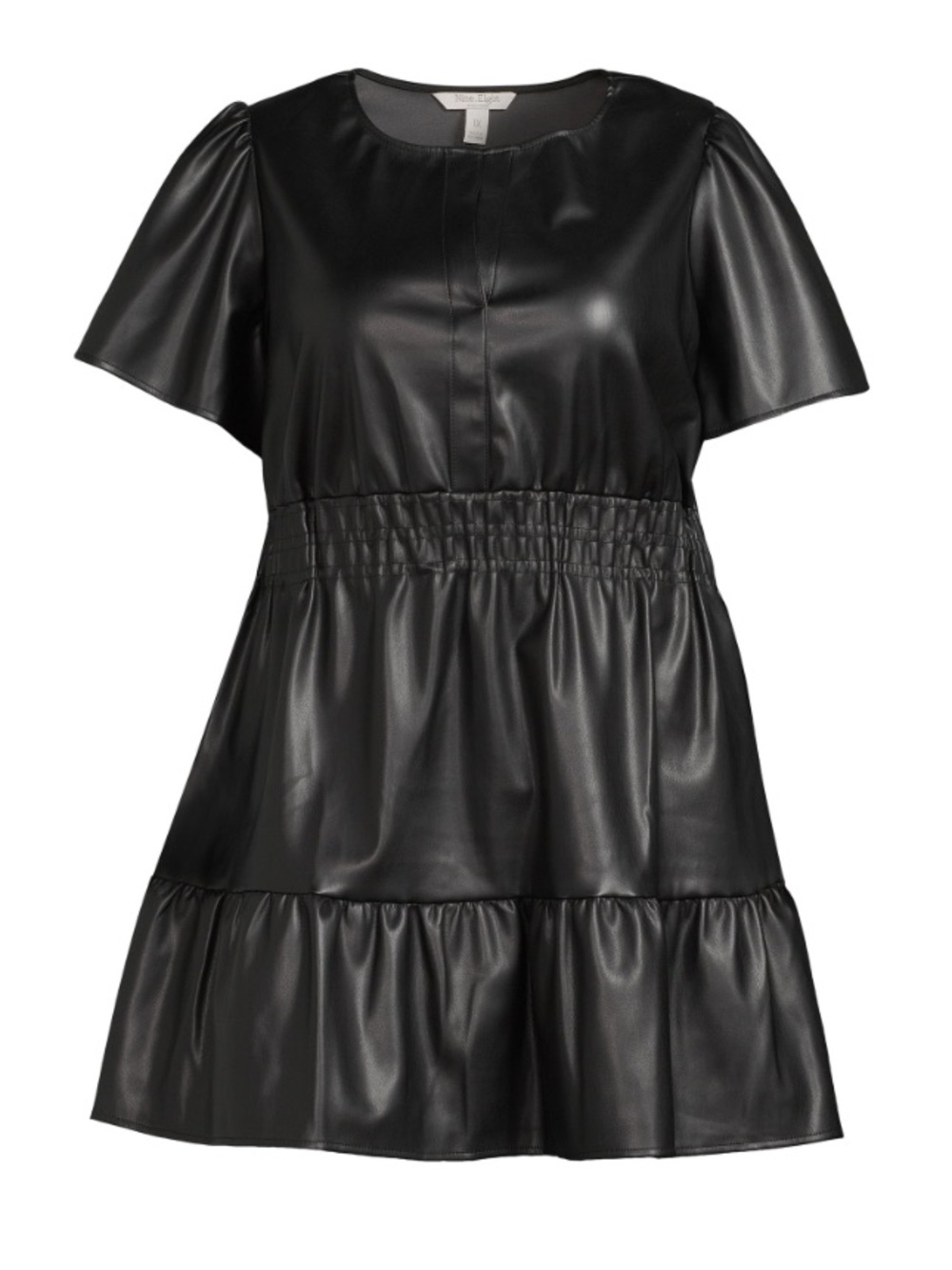 Nine Eight Black Short Sleeve Faux Leather Mini Dress
